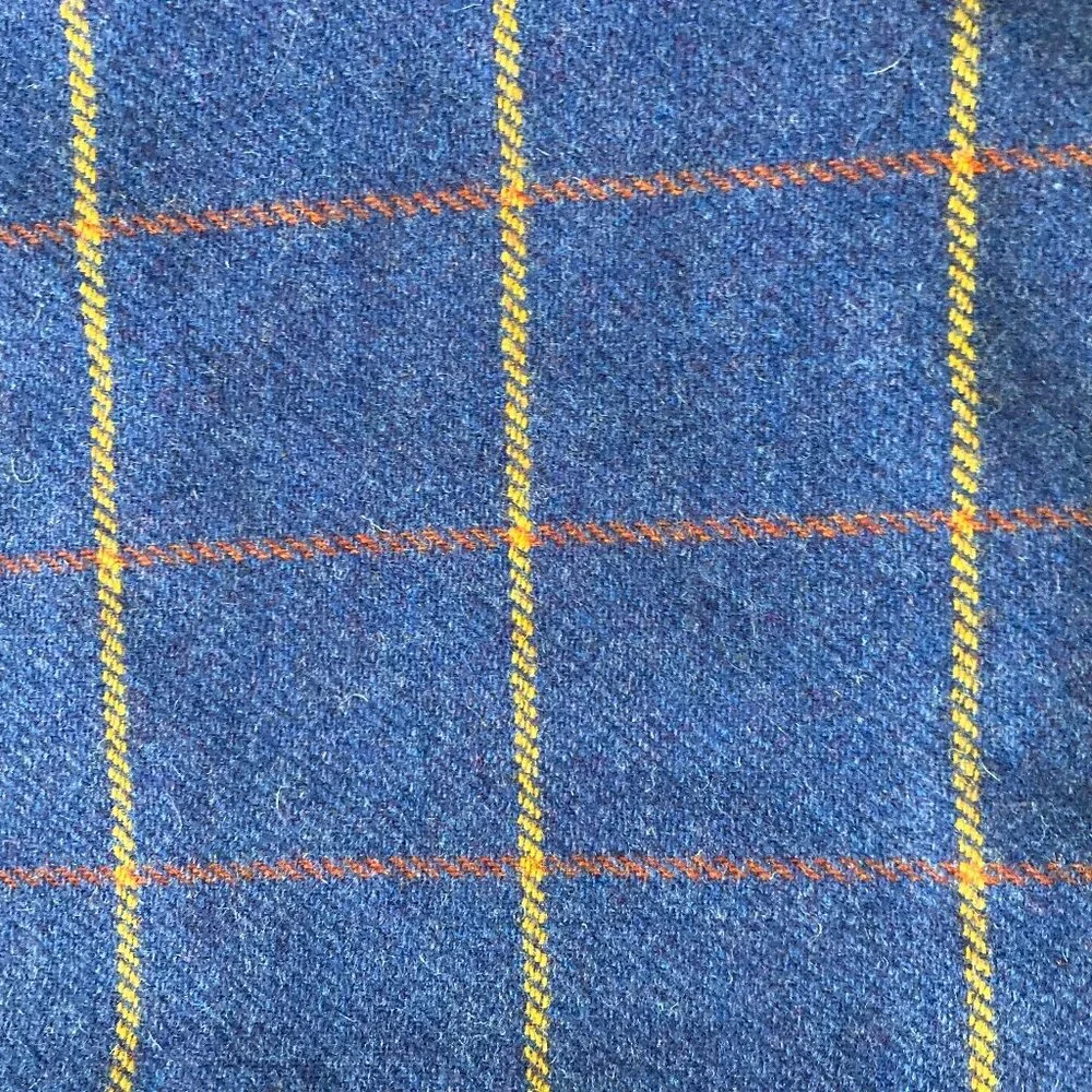 Tommy Hilfiger Blue Windowpane Plaid Wool Pillow Cover Sham for 28x28 Insert